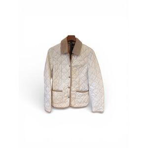 Esprit Collection Cream Quilted Chore Jacket Tan Corduroy Collar preppy Womens M